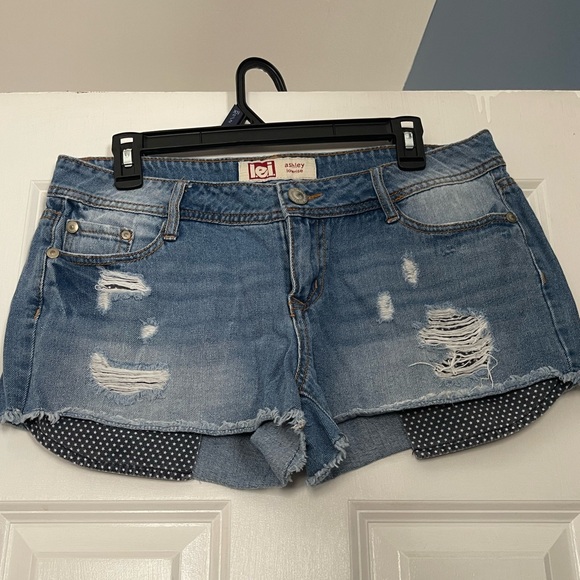lei Pants - LEI Women's Blue Distressed Jean Shorts